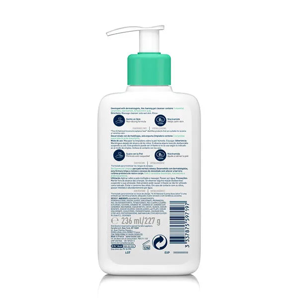CERAVE Gel Limpiador Espumoso 236 ML Para piel normal a grasa